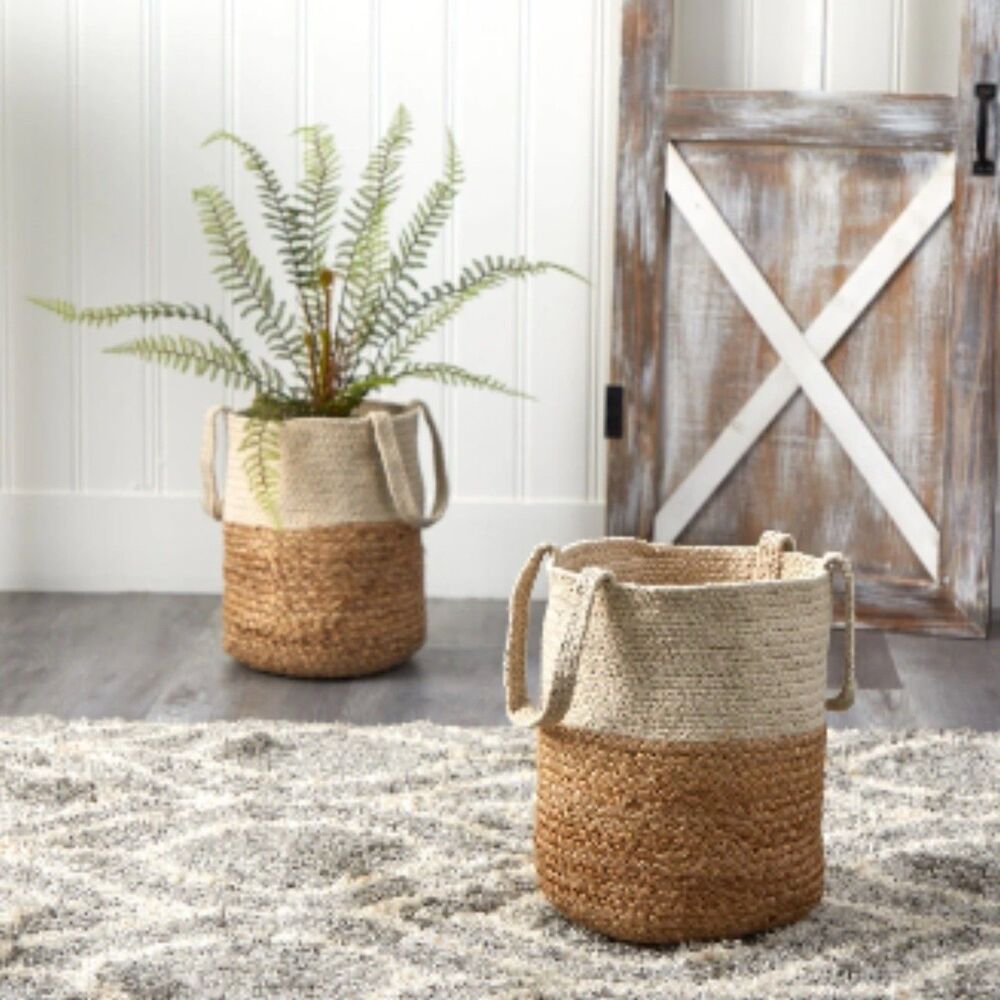 Jute & Cotton Planter from Nearly Natural 12.5" For Large Plants Trees Neutral